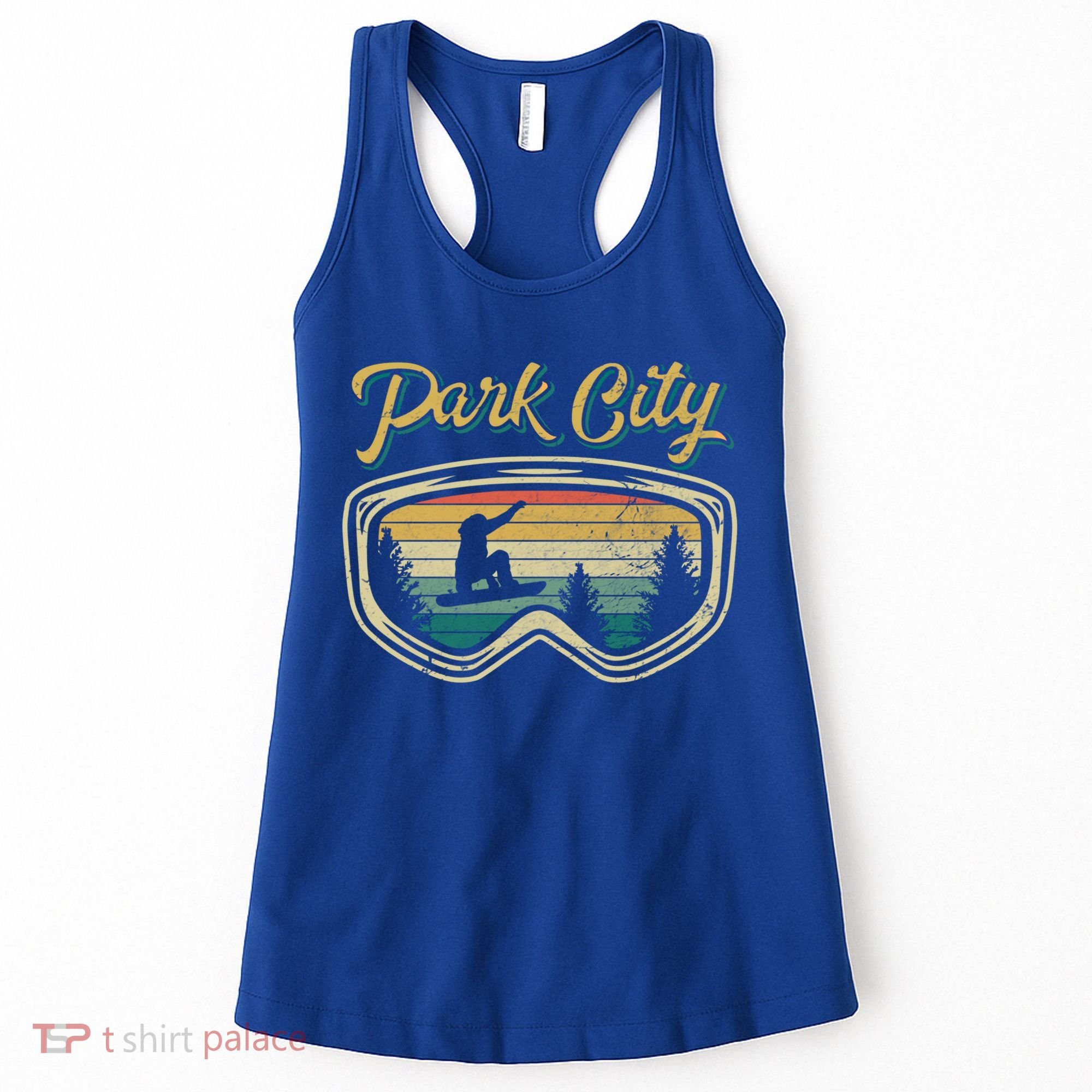 Snowboard Park City Utah Distressed Goggles Big Air Snow Gift Women's Tank Top