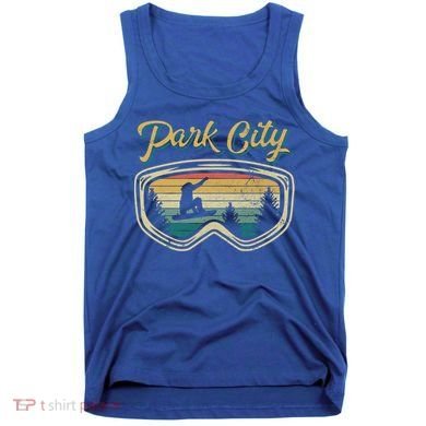 Snowboard Park City Utah Distressed Goggles Big Air Snow Gift Tank Top