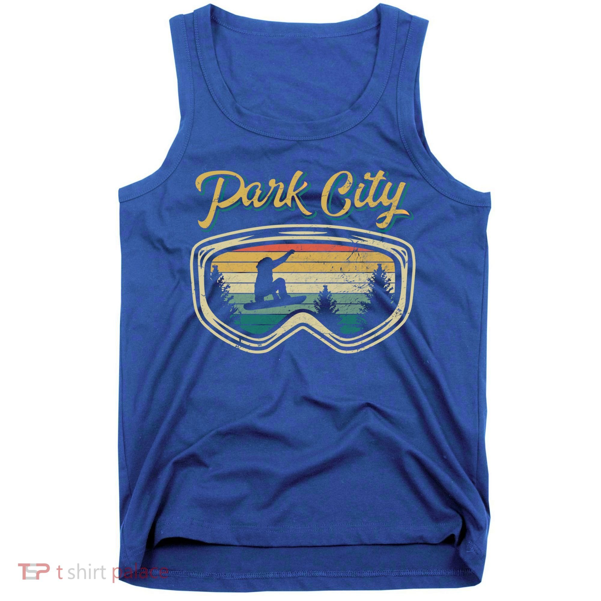Snowboard Park City Utah Distressed Goggles Big Air Snow Gift Tank Top
