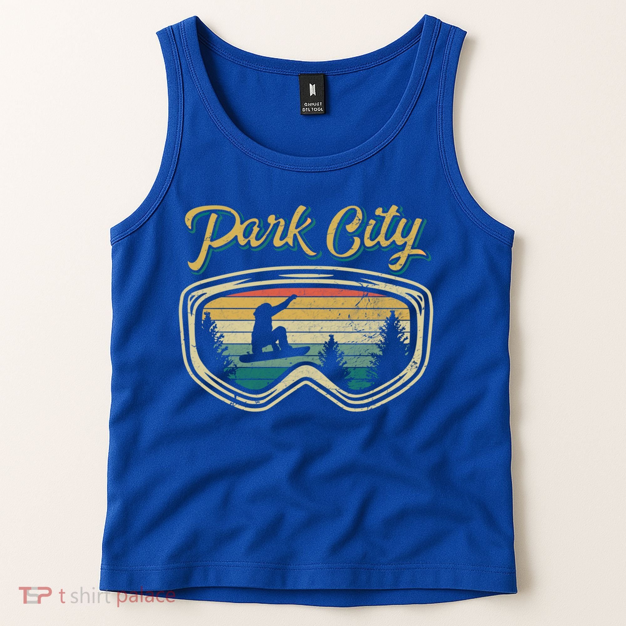 Snowboard Park City Utah Distressed Goggles Big Air Snow Gift Tank Top