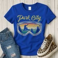 Snowboard Park City Utah Distressed Goggles Big Air Snow Gift Women's T-Shirt thumb 3