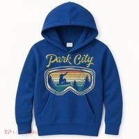 Snowboard Park City Utah Distressed Goggles Big Air Snow Gift Kids Hoodie thumb 0