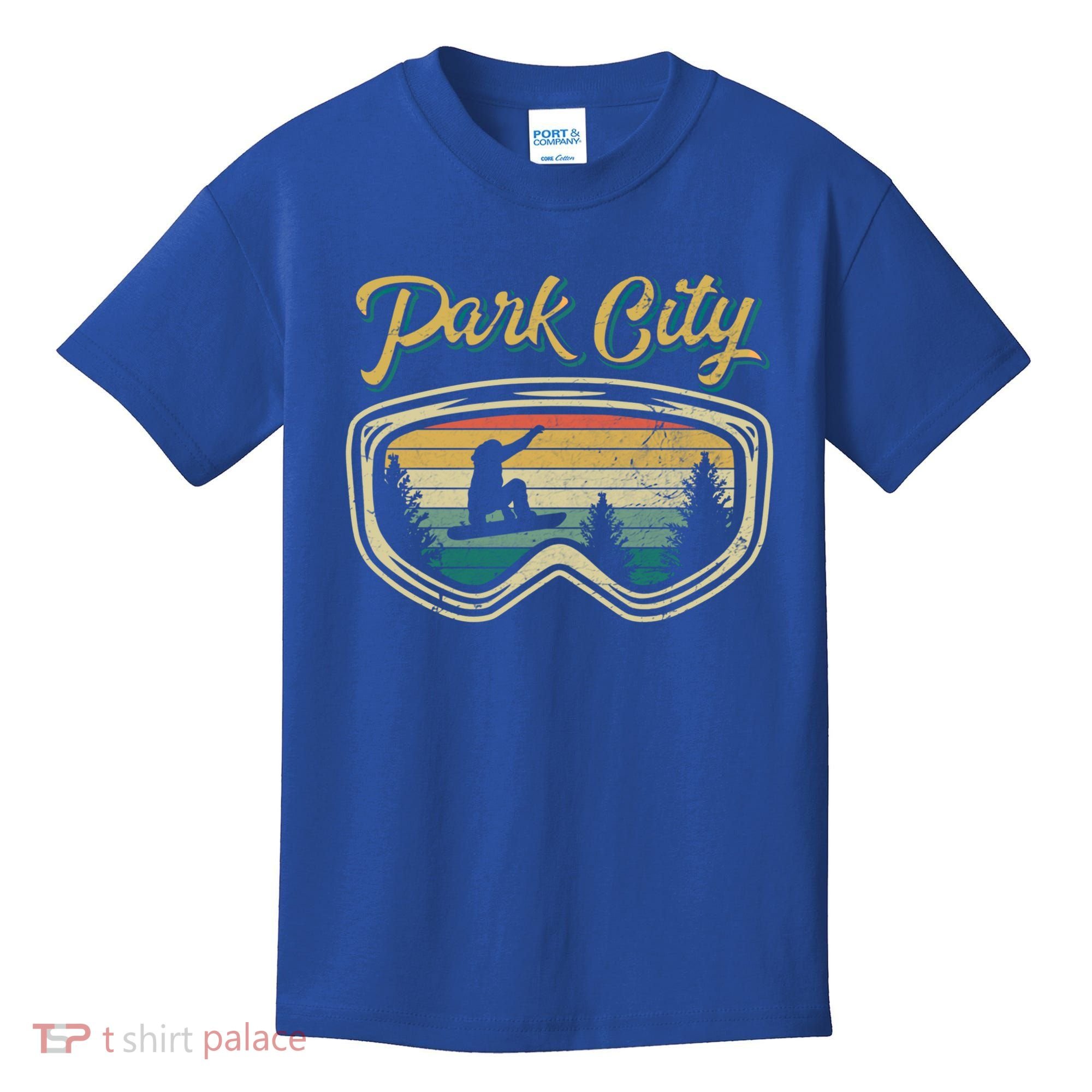 Snowboard Park City Utah Distressed Goggles Big Air Snow Gift Kids T-Shirt