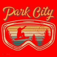 Snowboard Park City Utah Distressed Goggles Big Air Snow Gift Santa Hat thumb 1