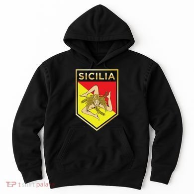 Sicilian Pride Crest And Shield Sicilian Flag Hoodie