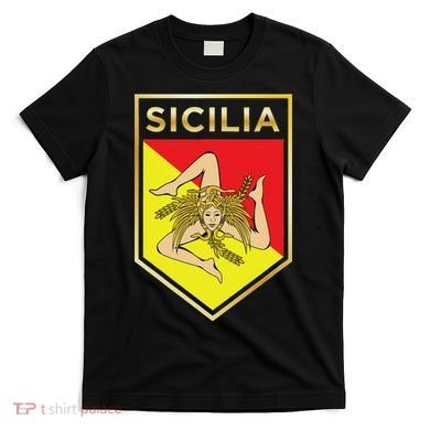 Sicilian Pride Crest And Shield Sicilian Flag T-Shirt