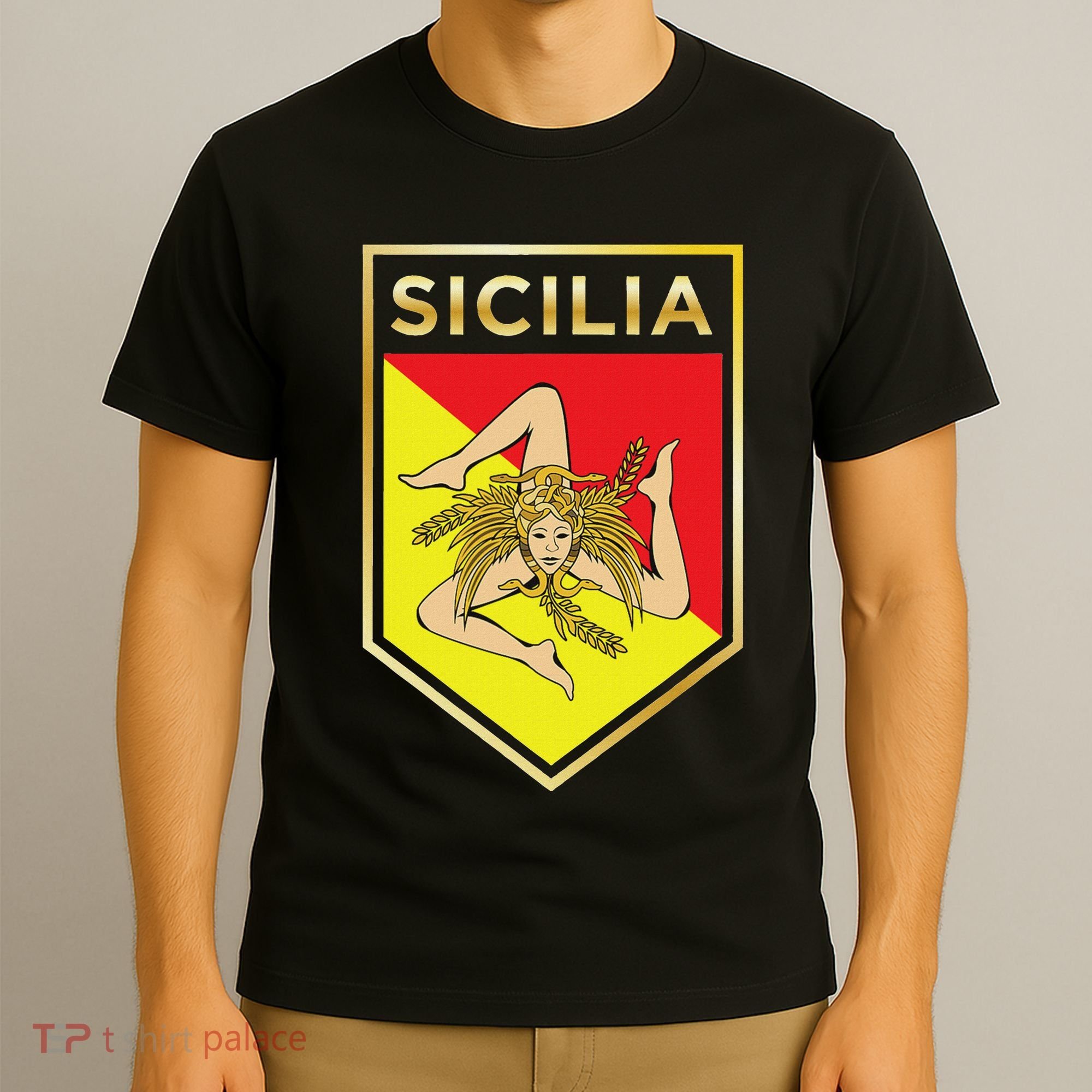 Sicilian Pride Crest And Shield Sicilian Flag T-Shirt
