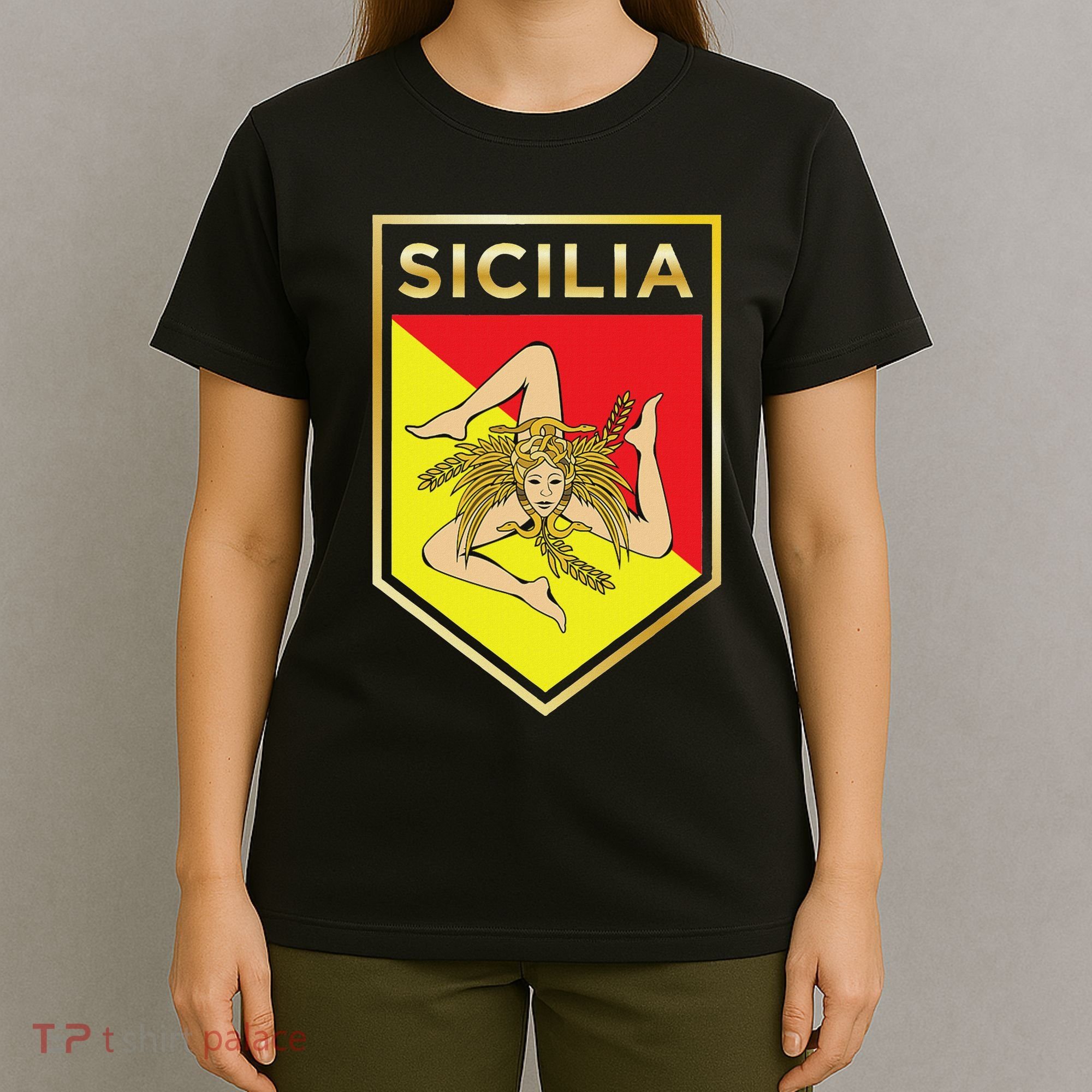 Sicilian Pride Crest And Shield Sicilian Flag T-Shirt