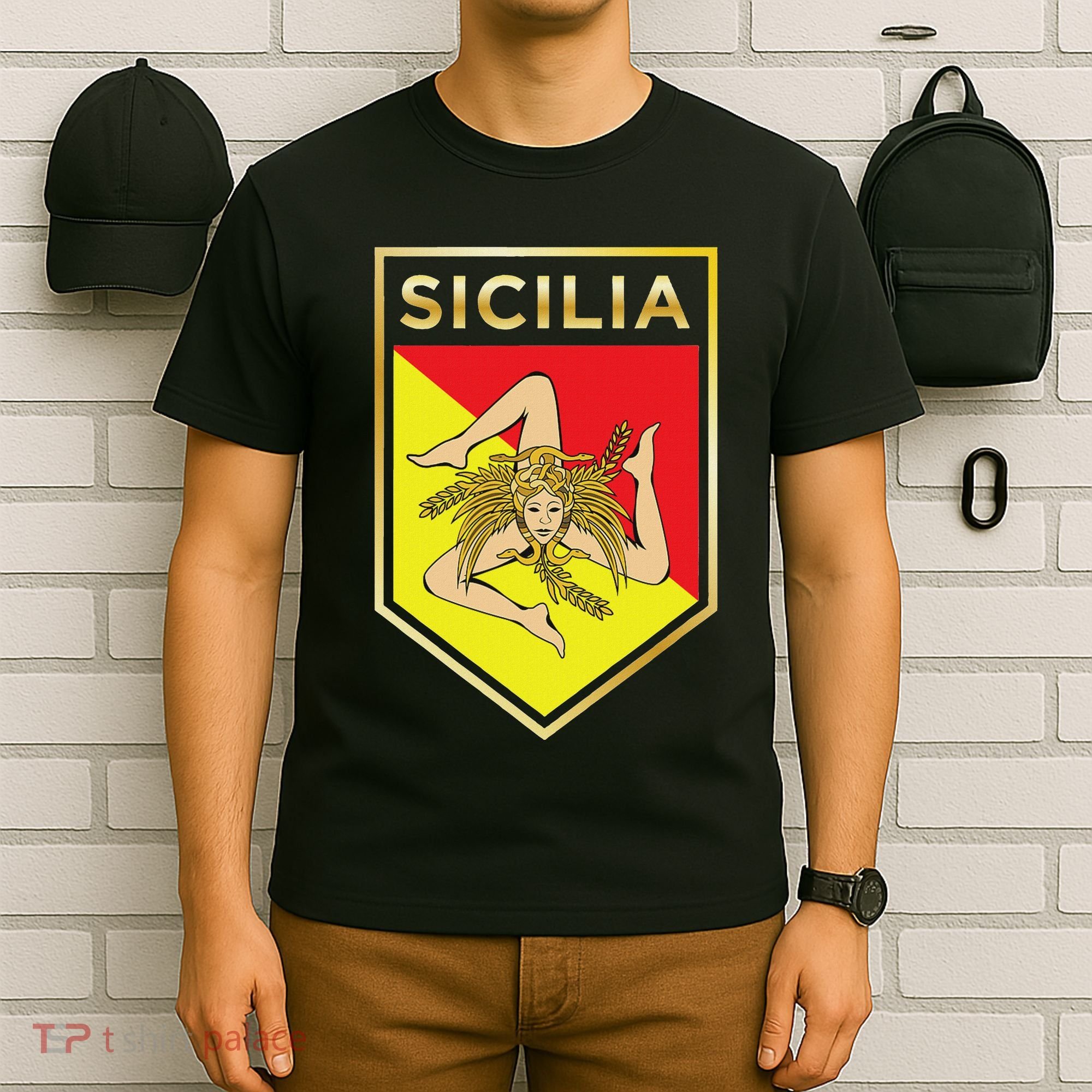 Sicilian Pride Crest And Shield Sicilian Flag T-Shirt