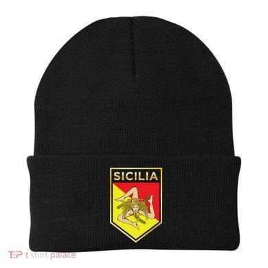 Sicilian Pride Crest And Shield Sicilian Flag Beanie