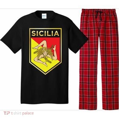Sicilian Pride Crest And Shield Sicilian Flag Pajama Set