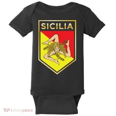 Sicilian Pride Crest And Shield Sicilian Flag Baby Bodysuit