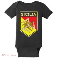 Sicilian Pride Crest And Shield Sicilian Flag Baby Bodysuit thumb 0