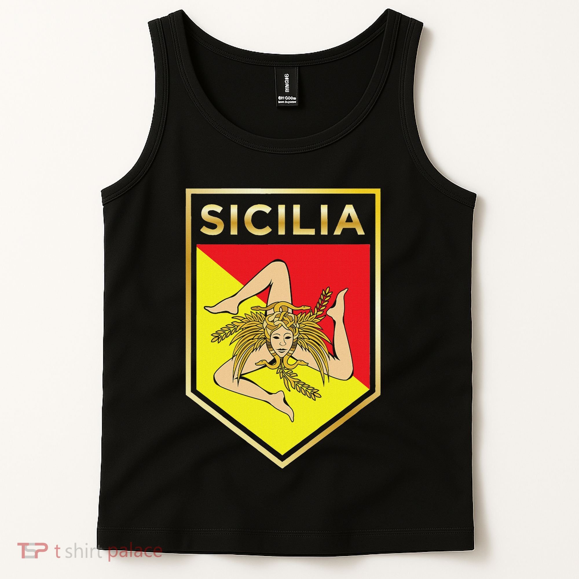 Sicilian Pride Crest And Shield Sicilian Flag Tank Top