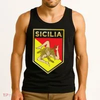 Sicilian Pride Crest And Shield Sicilian Flag Tank Top thumb 3