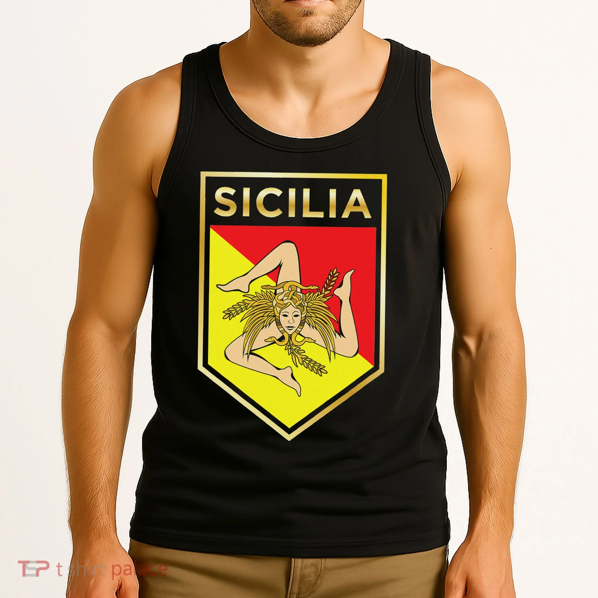 Sicilian Pride Crest And Shield Sicilian Flag Tank Top