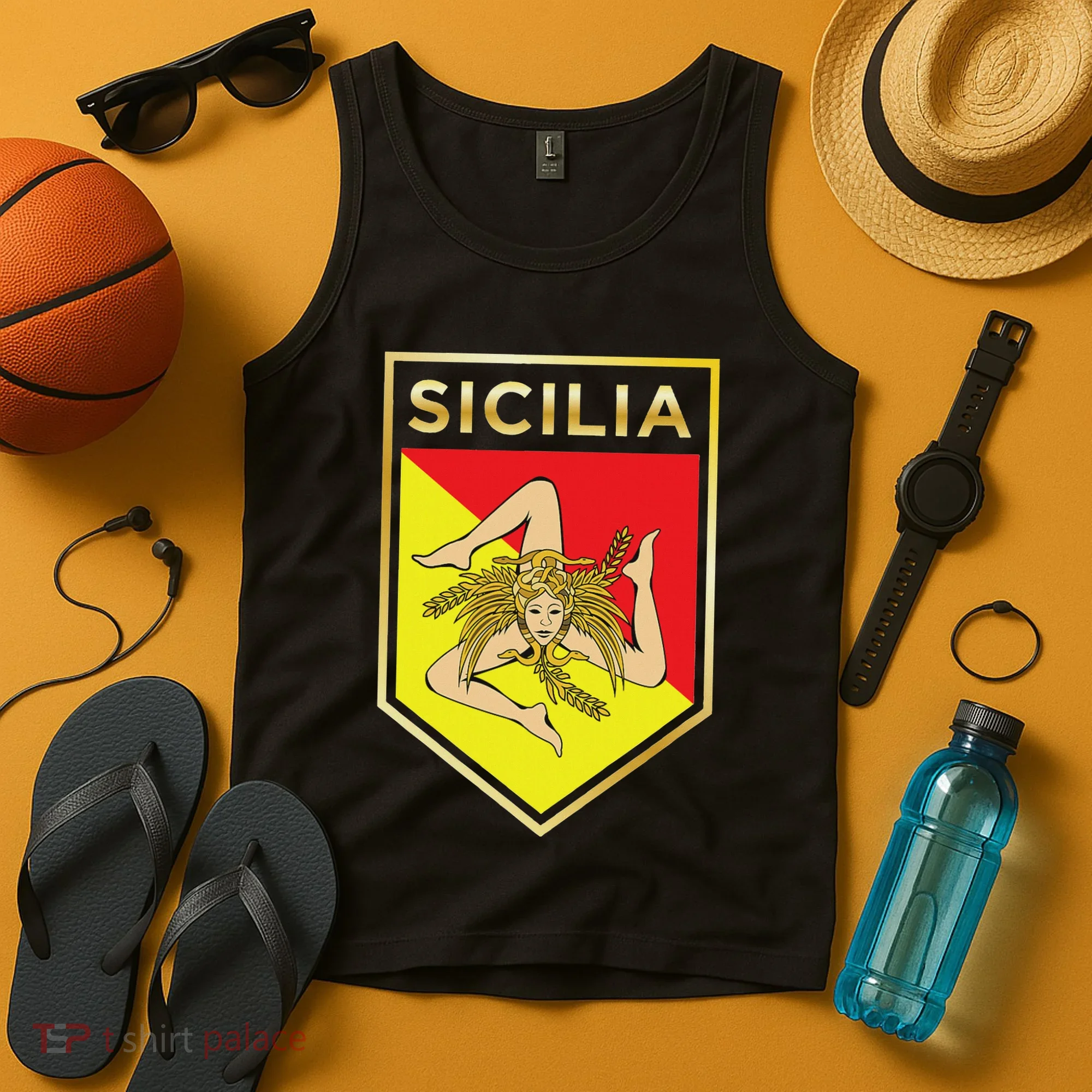 Sicilian Pride Crest And Shield Sicilian Flag Tank Top