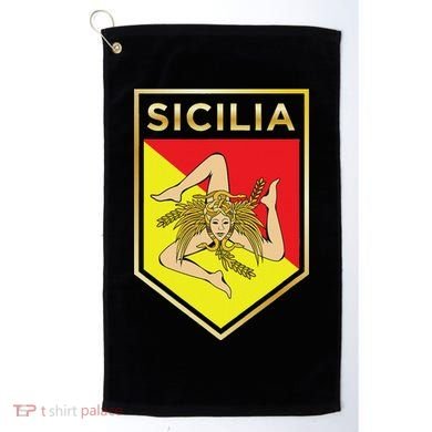 Sicilian Pride Crest And Shield Sicilian Flag Golf Towel