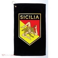 Sicilian Pride Crest And Shield Sicilian Flag Golf Towel thumb 0