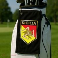 Sicilian Pride Crest And Shield Sicilian Flag Golf Towel thumb 2