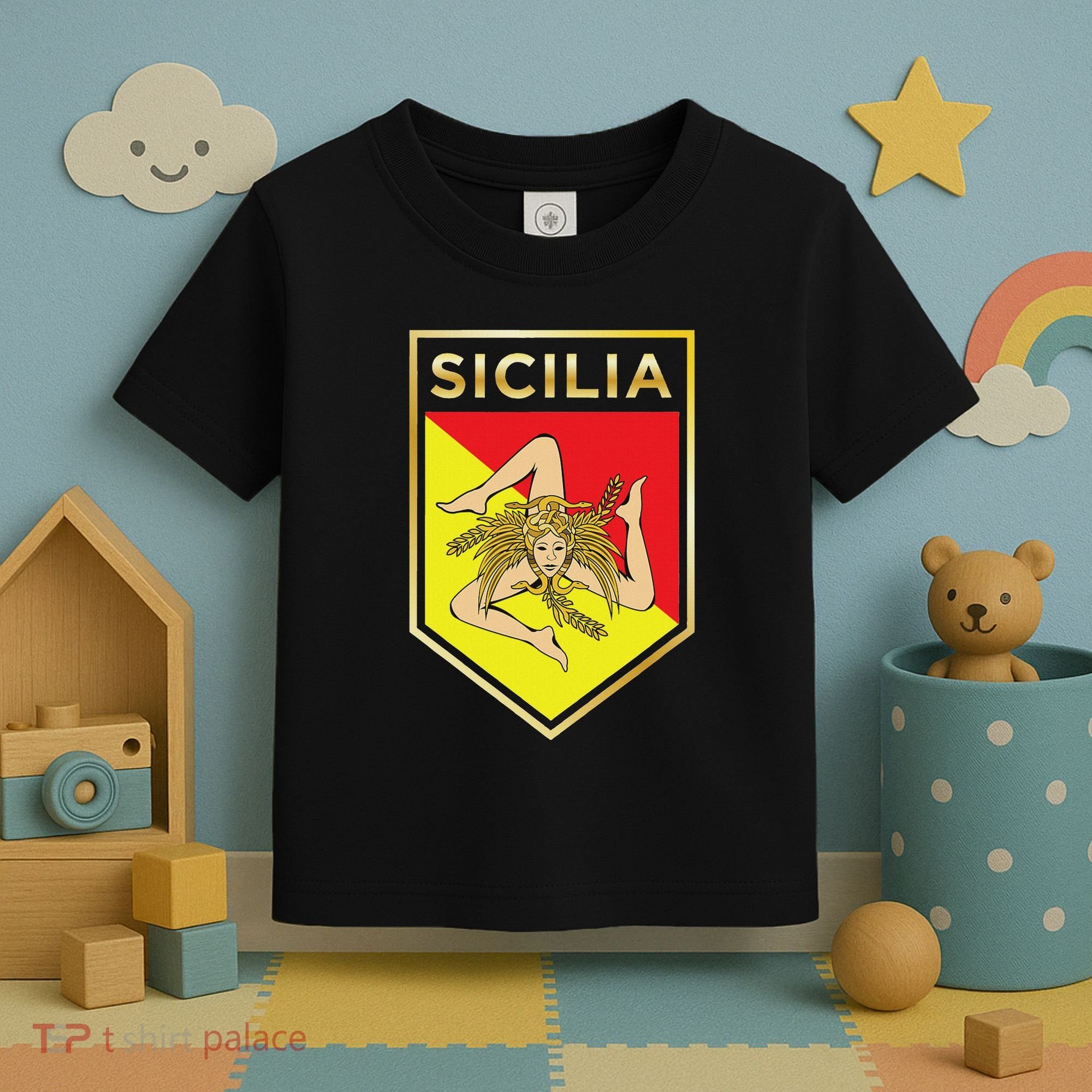 Sicilian Pride Crest And Shield Sicilian Flag Toddler T-Shirt