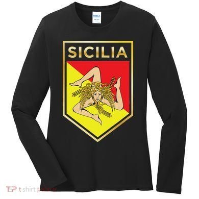 Sicilian Pride Crest And Shield Sicilian Flag Women's Long Sleeve Shirt