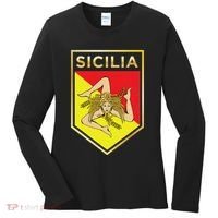 Sicilian Pride Crest And Shield Sicilian Flag Women's Long Sleeve Shirt thumb 0