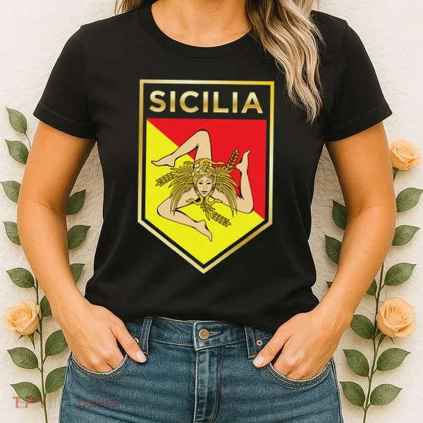 Sicilian Pride Crest And Shield Sicilian Flag Women's T-Shirt