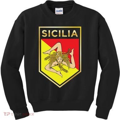Sicilian Pride Crest And Shield Sicilian Flag Kids Sweatshirt