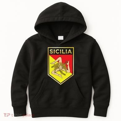 Sicilian Pride Crest And Shield Sicilian Flag Kids Hoodie