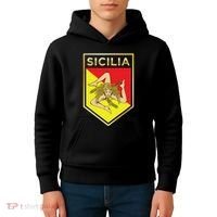 Sicilian Pride Crest And Shield Sicilian Flag Kids Hoodie thumb 4