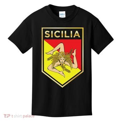 Sicilian Pride Crest And Shield Sicilian Flag Kids T-Shirt