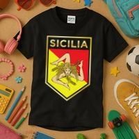 Sicilian Pride Crest And Shield Sicilian Flag Kids T-Shirt thumb 3