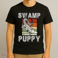 Swamp Puppy Cute Funny Sarcastic Alligator Crocodile T-Shirt thumb 3