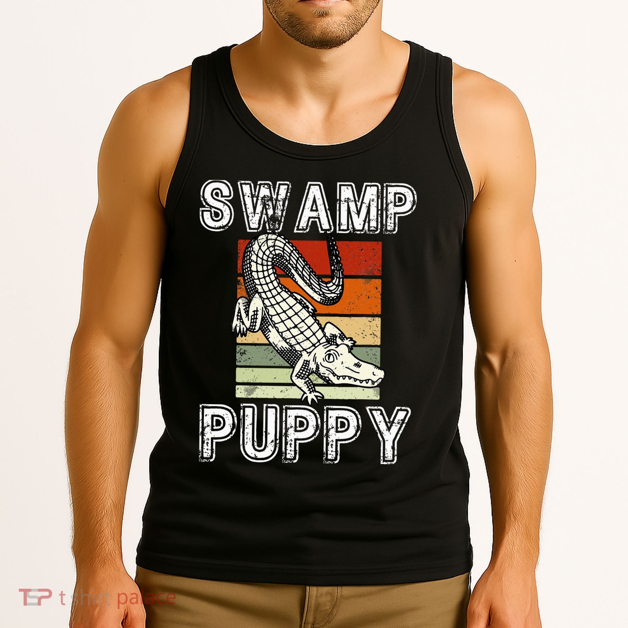 Swamp Puppy Cute Funny Sarcastic Alligator Crocodile Tank Top