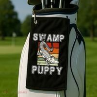 Swamp Puppy Cute Funny Sarcastic Alligator Crocodile Golf Towel thumb 2