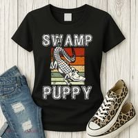 Swamp Puppy Cute Funny Sarcastic Alligator Crocodile Women's T-Shirt thumb 3