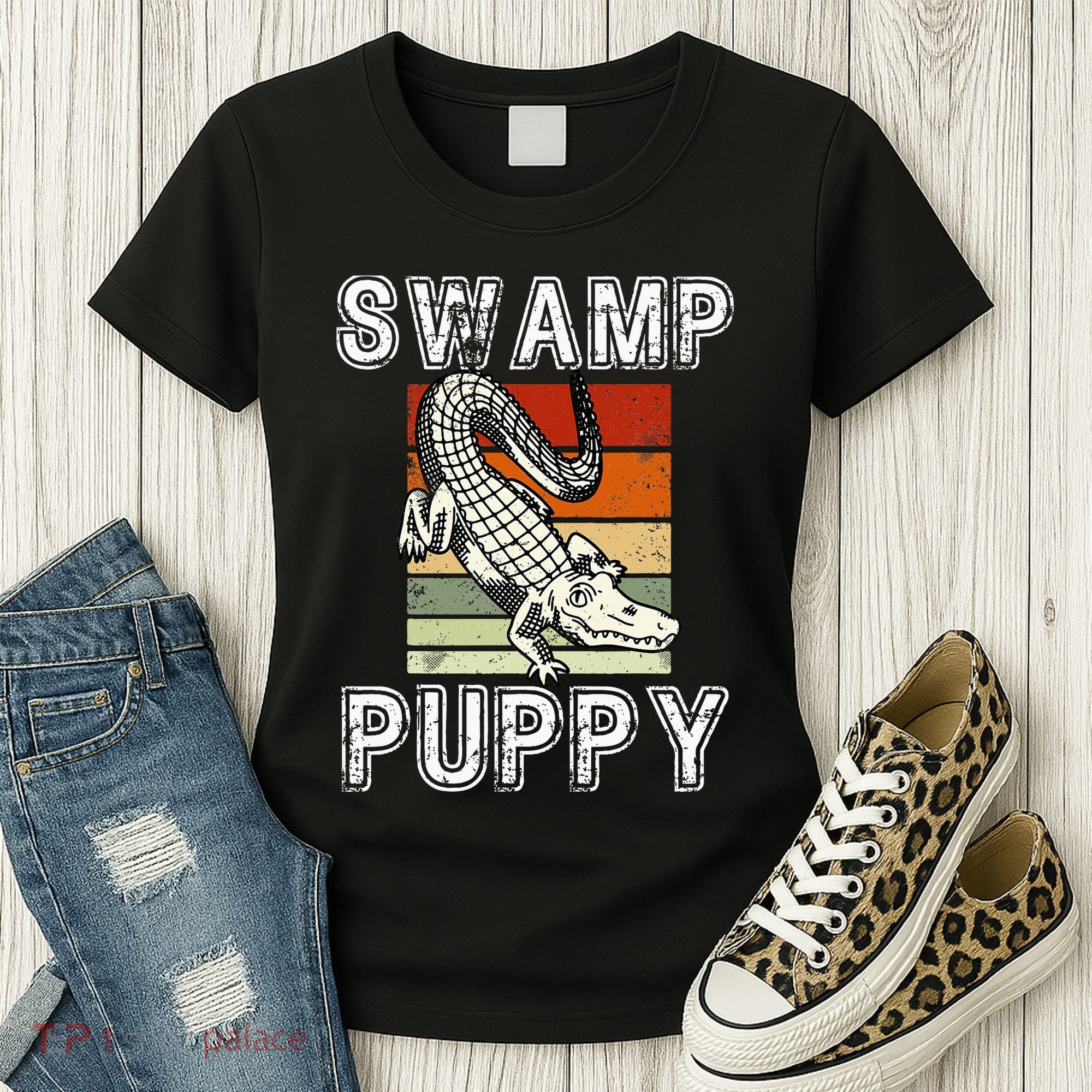 Swamp Puppy Cute Funny Sarcastic Alligator Crocodile Women's T-Shirt