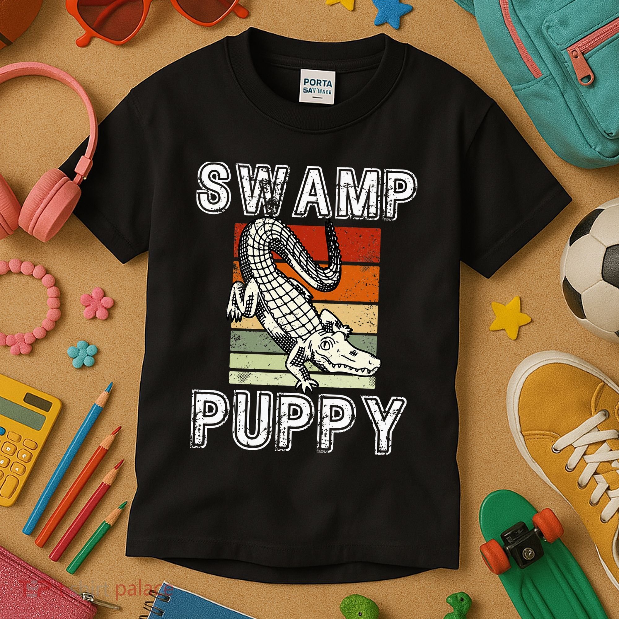 Swamp Puppy Cute Funny Sarcastic Alligator Crocodile Kids T-Shirt