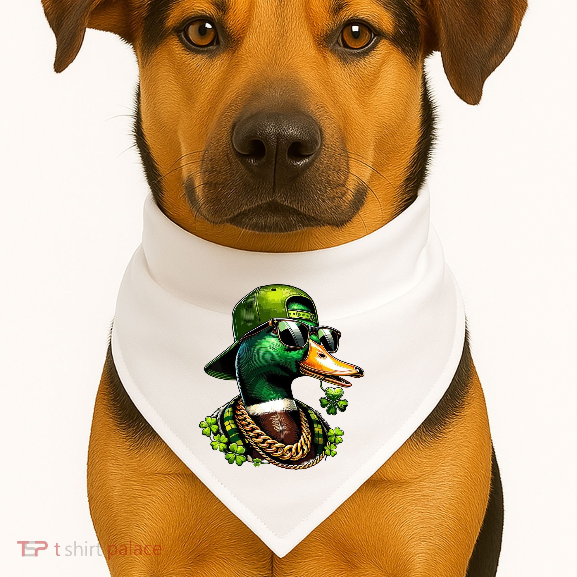 Saint Patricks Call Me Lucky Mallard Duck St Patricks Day USA-Made Doggie Bandana
