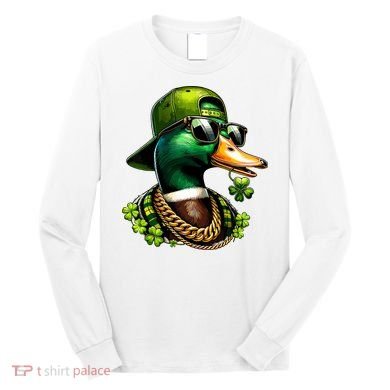 Saint Patricks Call Me Lucky Mallard Duck St Patricks Day Long Sleeve Shirt