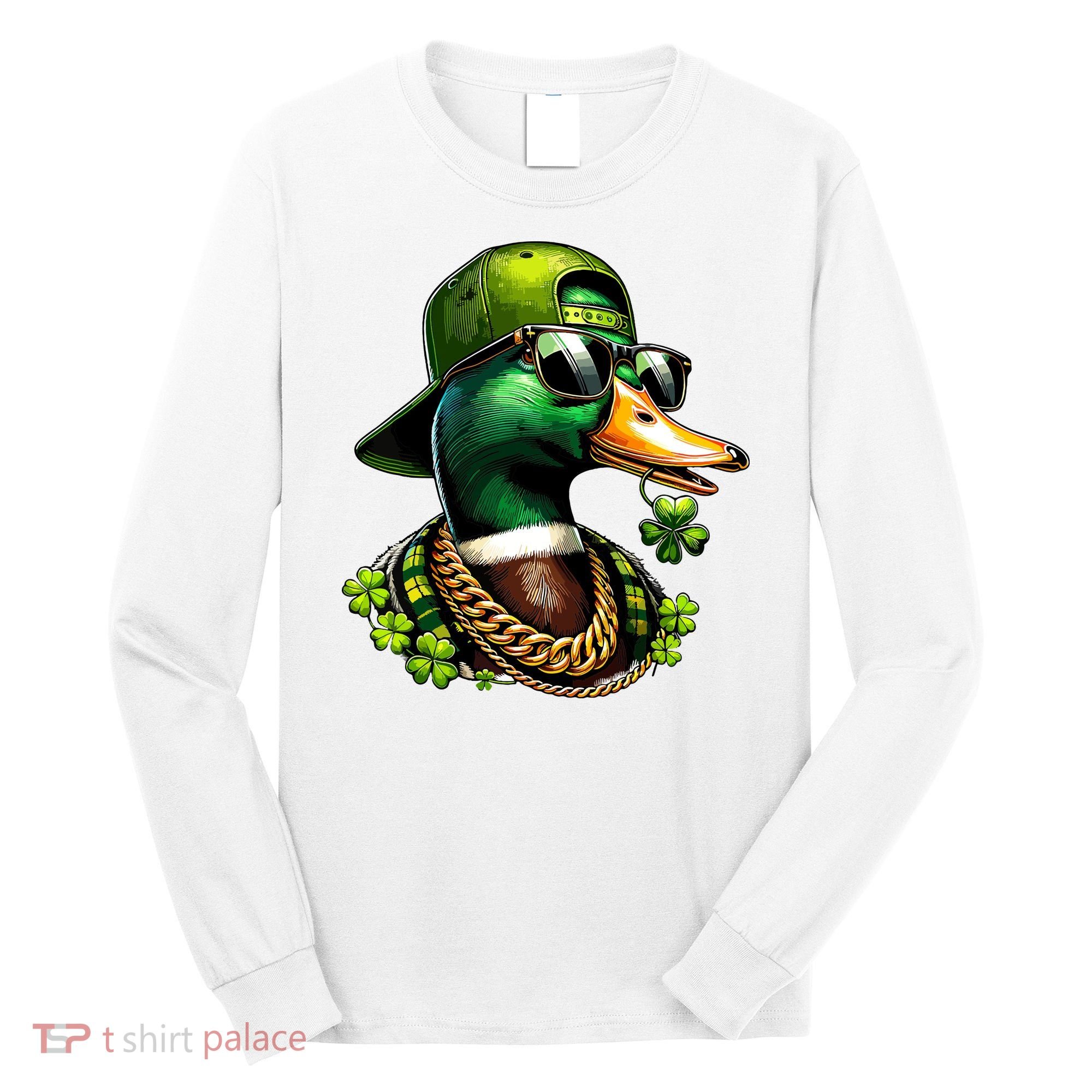 Saint Patricks Call Me Lucky Mallard Duck St Patricks Day Long Sleeve Shirt