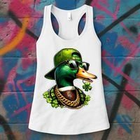 Saint Patricks Call Me Lucky Mallard Duck St Patricks Day Women's Tank Top thumb 3