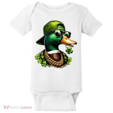 Saint Patricks Call Me Lucky Mallard Duck St Patricks Day Baby Bodysuit