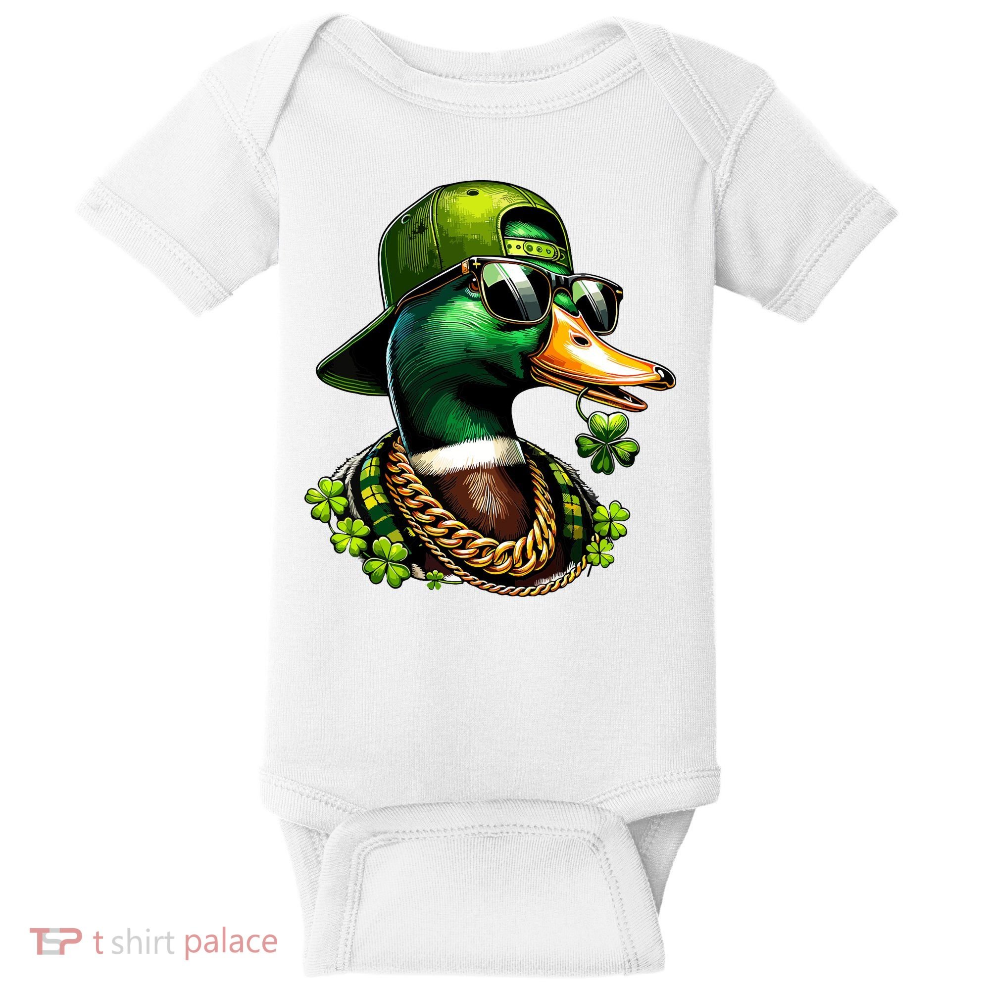 Saint Patricks Call Me Lucky Mallard Duck St Patricks Day Baby Bodysuit