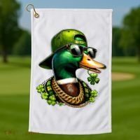 Saint Patricks Call Me Lucky Mallard Duck St Patricks Day Golf Towel thumb 1