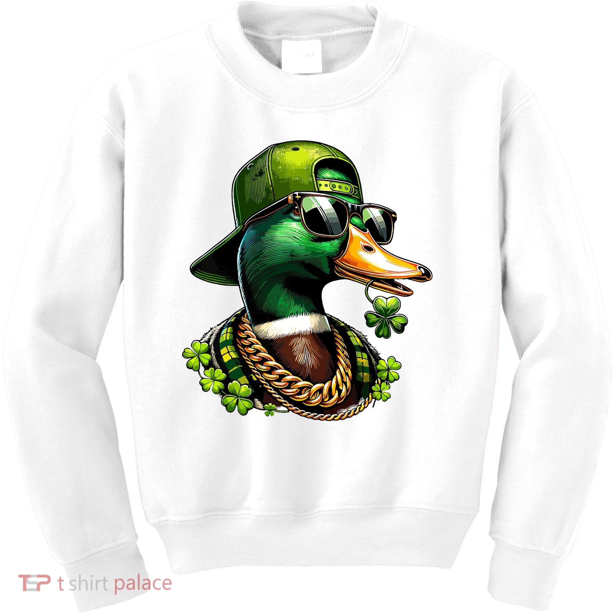 Saint Patricks Call Me Lucky Mallard Duck St Patricks Day Kids Sweatshirt