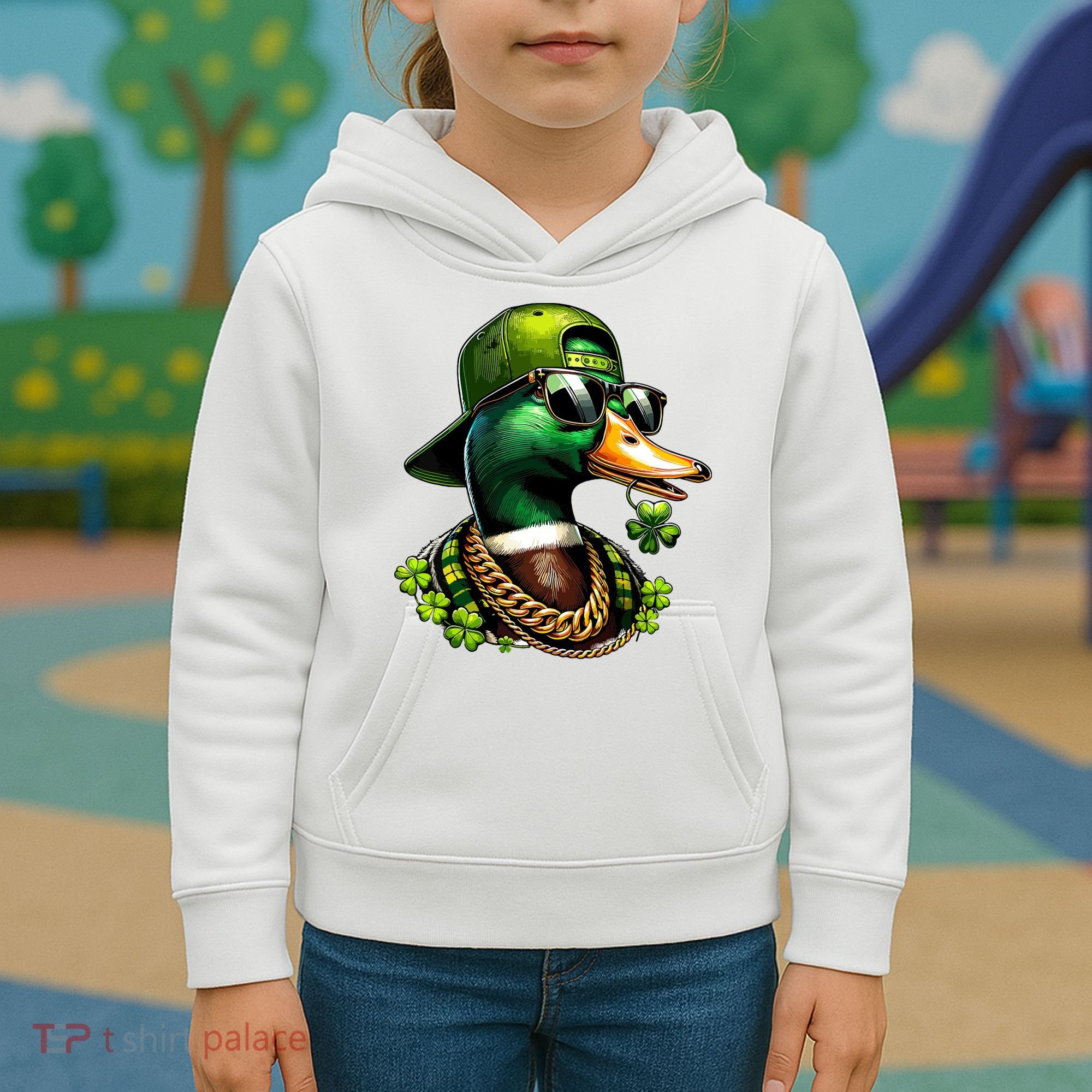 Saint Patricks Call Me Lucky Mallard Duck St Patricks Day Kids Hoodie