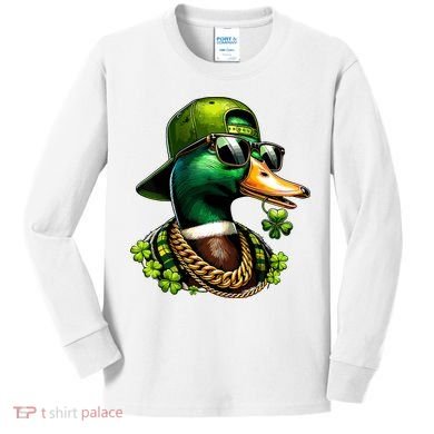 Saint Patricks Call Me Lucky Mallard Duck St Patricks Day Kids Long Sleeve Shirt