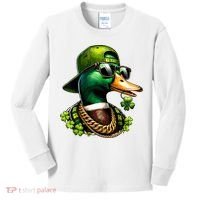 Saint Patricks Call Me Lucky Mallard Duck St Patricks Day Kids Long Sleeve Shirt thumb 0